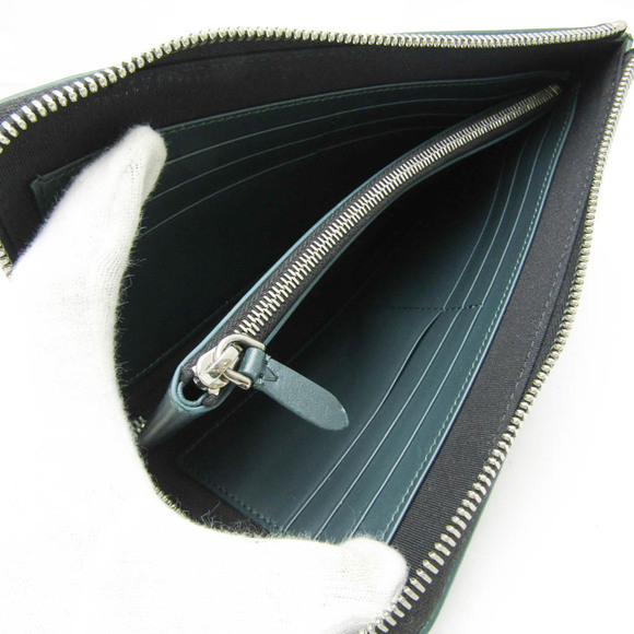 BURBERRY L-shaped Zipper Mini Men's Leather Clutch Bag Dark Green - Picture 3 of 10